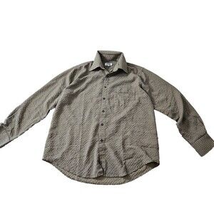 Smart Men's Tan Brown Long Sleeve Plaid Collared Button-Up Shirt Size Large